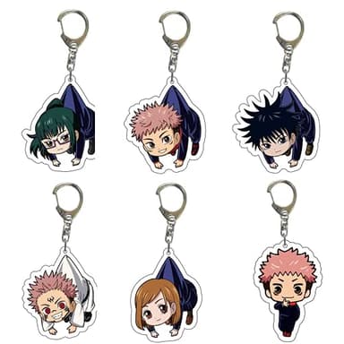 CHAOZI0 6pcs Jujutsu Kaisen Keychain Pendant Anime double-sided transparent acrylic pendant, keychain pendant