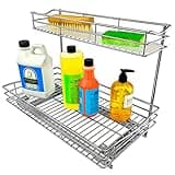 LYNK PROFESSIONAL® Pull Out Under Sink Kitchen Cabinet Organizer - 11.5 in. x 18 inch deep Drawer - Sliding Shelf Organizer for Cabinets and Undersink Storage Shelves - Lifetime Ltd. Warranty – Chrome
