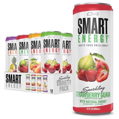 Cellucor C4 Smart Energy Drinks Variety Pack, Sugar Free Performance Fuel & Nootropic Brain Booster, Coffee Substitute or Alternative, 4 Flavor Tropical Oasis Variety 12 Pack