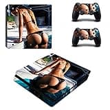 Vanknight Console Controllers Skins Set Hot Girl Vinyl Sticker Decal Wrap Compatible with PS4 Slim Console Sexy Girl