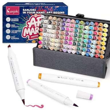 SANJOKI Profill 120 Color Marker Set Brush&Fine Tip Bold Bigger Ink Max Capacity Built for Creators Artist Adults Coloring Illustration