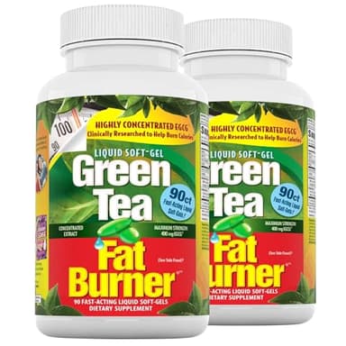 Applied Nutrition Green Tea Fat Burner - 90 Liquid Soft-Gels, Pack of 2 - Increases Calorie Burning & Supplies Powerful Antioxidants - 90 Total Servings