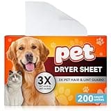 Heigble 200 Count Pet Hair Remover for Laundry, Fragrance Free Pet Hair and Lint Dryer Sheets, 3 X Pet Hair Fighters, Reduces Static, Adds Softness