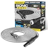 Bionic Steel 50Ft Garden Hose with Nozzle, 304 Stainless Steel Metal 50Ft Water Hose, Flexible Hose, Lightweight & Heavy Duty, Crush Resistant Fittings, Easy to Coil, 500 PSI, 2025 Model
