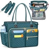 RAINSMORE Teacher Tote Bag 15.6 inch Laptop Bag for Women Work Bag Laptop Tote Nurse Bag Professional Computer Messenger with Insulated Pocket, Laptop Briefcase for Office, College, Nursing, Teal