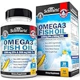 Triple Strength Omega 3 Fish Oil Supplement - 2250mg EPA DHA Omega 3 Fatty Acids from Fresh Wild Caught Fish, Burpless Lemon Flavor Formula Supports Eye Health and More, Gluten Free, 90 Softgels