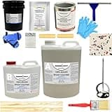ArmorPoxy Garage Epoxy Floor Kit – 100% Solids - 2 Part Industrial-Grade Coating w/Military Topcoat | DIY Slip & Hot Tire Resistant | 600 Sq Ft - Desert Tan - 17 pc kit
