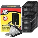 POPTRAP Small Rat Trap Heavy Duty, Super Sticky Mouse Traps with Ultra-Strong Glue, Mouse Glue Trap with Scent of Peanut Butter for Indoor & Outdoor, Non-Toxic & Long-Lasting (Smallsize-12pack)