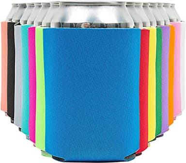 Blank Beer Can Coolers Sleeves (14-Pack) Soft Insulated Beer Can Cooler Sleeves - HTV Friendly Plain Can Sleeves for Soda, Beer & Water Bottles - Blanks for Vinyl Projects Wedding Favors & Gifts