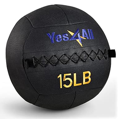 Yes4All Wall Ball, Soft Leather Weighted Iron Sand Ball for Dynamic Multifunctional Exercise, 15 LB + Target Sticker