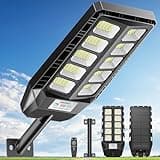 Solar Lights Outdoor for Outside IP66 Waterproof Solar Street Lights Outdoor 6500K Dusk to Dawn Solar Security Flood Lights Motion Sensor with Remote Control for Parking lot