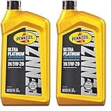 Pennzoil Ultra Platinum Full Synthetic 5W-20 Motor Oil (1-Quart, Single Pack) (Pack of 2)