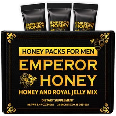 Halal Honey Extra Strength For Men Raw Organic Honey with Premium Natural Royal Jelly Bee Pollen & 100% Pure (Large Pack of 24 Honey Packets)