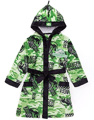 Jurassic World Dressing Gown Boys Kids Camo T Rex Pjs Bathrobe Robe 9-10 Years