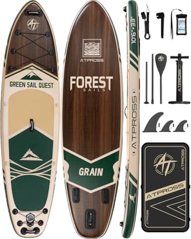 10'6''x33''Inflatable Stand Up Paddle Board, 400lbs Extra Wide Blow Up Paddle Board, Premium SUP Accessories Kit & Backpack, Non-Slip Stable Deck Boat for Yoga Fishing Surf