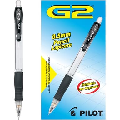 Pilot G2 Mechanical Pencil, 0.5 Mm, Hb (#2.5), Black Lead, Clear/black Accents Barrel, Dozen