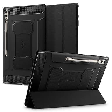 Spigen for Galaxy Tab S10 Ultra Case (2024), Galaxy Tab S9/S8 Ultra Case (2023/2022), Rugged Armor Pro Tri-Fold Cover with Built-in S Pen, Shock-Absorbing Carbon Fiber Design, 14.6 Inch, Black