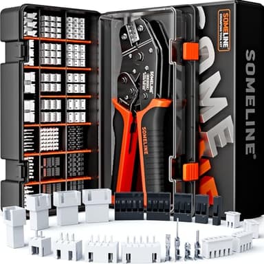 SOMELINE Crimp Tool Connector Kit, JST-XH 2.5mm and Dupont 2.54mm Connector Set, 21 Types of Connectors, 30-20 AWG Ratcheting Crimper for JST Series,KF2510,Molex,AMP EI Series