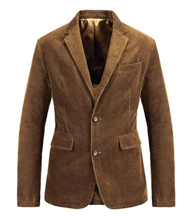 chouyatou Men's Vintage Casual Work Wear Corduroy Suit Blazer Jacket Sport Coat (Medium, Brown)