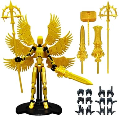 apcute (Assembly Completed) 3D Printed T13 Action Figure, 5.5 Inch Multi-Jointed Movable Dummy 13 Toy,Dummy 13 Robot Action Figure with Lots of Weapons ﻿