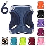 PWOD Dog Harness with Leash Set, No-Pull Step-in Reflective Pet Harness with 1 Leash Clips, Adjustable Soft Padded Easy Walk Dog Vest for Small Medium Large Dogs, Cats(Dark Blue, Small)