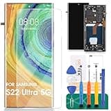 OLED for Samsung Galaxy S22 Ultra 5G LCD Screen Replacement for Samsung S22 Ultra 5G Display for Galaxy SM-S908 Digitizer Touch Screen Assembly Repair Kits with Frame (Black,with Fingerprint)