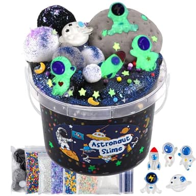 Astronaut Galaxy Slime for Kids, Big Slime Bucket with Clay, Glow in The Dark Slimes Kit for Girls and Boys Ages 8-12, Slimes Party Favors for Birthday Easter, Sensory DIY Toys