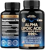 Alpha Lipoic Acid 600mg - ALA Supplement Antioxidant for Nerve, Energy & Metabolism Support - Extra Strength with Benfotiamine, Vitamins B1 & B12 - Lab Tested, NON-GMO & Vegan - 120 Capsules, 2 Month