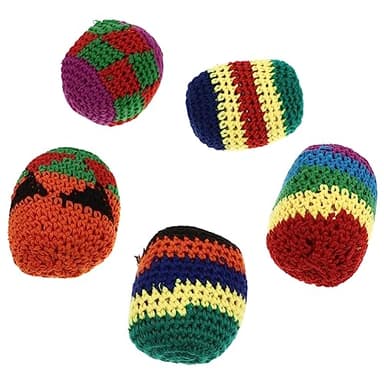 Outdoor Bean Bags 5 Pieces Funny Hacky Ball Sacks Assoerted Colors Woven Kickball Soft Knitted Kick Balls for Beginners Outdoor Playset