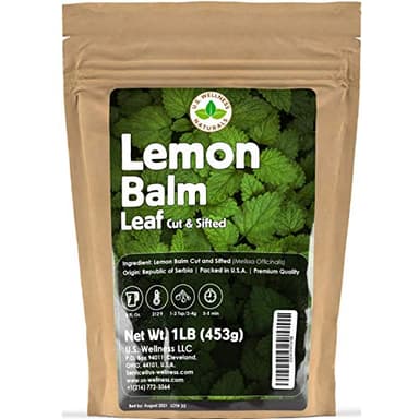 Lemon Balm (Herbal Tea): (Melissa Officinalis Caffeine Free) - Balm Leaf (Cut and Sifted), 1lb (16Oz) U.S. Wellness Bulk Tea