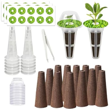 67 Seed Pod Kit for Aerogarden, Hydroponics Accessories for System Compatible with Hydroponics Supplies from All Brands, 12 Grow Sponges, 12 Grow Baskets, 12 Domes, 30 Pod Labels, 1 Tweezer (67 Pcs)