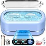Professional Ultrasonic Jewelry Cleaner with Digital Timer,50KHz Ultrasonic Cleaner Machine with 304 Stainless Steel for Jewelry,Eyeglasses, Rings, Coin, Watch Strap, Dentures, Hygiene Items (Bule)