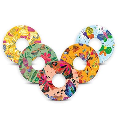 ExpressionMed - Adhesive Patches for Libre 3 & Libre 3 Plus (5-Pack) - Made in The USA, Waterproof, Split Backing, CGM Tape (Rainbow Butterfly)