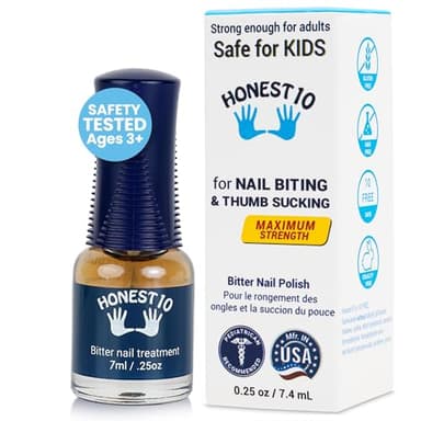 Honest10 Nail Biting Prevention for Kids & Adults - Break The Habit - Safe Bitter Nail Polish Formula, Lab Tested & Pediatric MD Approved - Thumb Guard, Easy Application, Made in USA (0.25 oz)