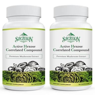SZCZEKIN Active Hexose Correlated Compound 1500 mg Supplement, Natural 8 Mushroom Extract Supplement, Immune System, Liver Function, Natural Killer and T Cells Activity, 180 Veggie Capsules