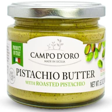 CAMPO D'ORO - Pistachio Butter Sweet Spreadable Cream, 6.3 oz (180g), Rich & Nutty for Knafeh Pistachio Dubai Chocolate Bars