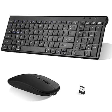 Rechargeable Wireless Keyboard Mouse, UrbanX Slim Thin Low Profile Keyboard and Mouse Combo with Numeric Keypad Silent Keys for LG V60 ThinQ 5G UW - Black