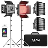 GVM 1000D RGB Led Video Light with 2 Softboxes, Photography Lighting Kit with Bluetooth Control, Full Color Video Lighting Kit with 18 Applicable Scenes, 2 Packs Led Light Panel for Video Shooting