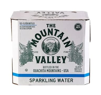 The Mountain Valley 1 Liter Sparkling Water in Glass bottle 1 Liter (Pack of 12)