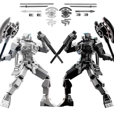MMXBGS 2er Set T13 Action Figure, Assembly Completed Shield Warrior Titan 13 Action Figures, Multi-Jointed Movable Action Figure, Lucky 13 Robot, Desktop Decorations for Game Lovers Toy (Gray+Black)