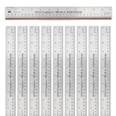 Breman Precision Metal Ruler 12 Inch Cork Back – 10 Pk Stainless Steel Straight Edge, Flexible Non-Slip Metal Ruler with Cork Backing – Imperial & Metric for Crafting, School, Workshop & Home Use