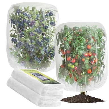 2 PCS Large Fruits Tree Netting Cover for Garden 10 x 10 ft Garden Insect Bird Barrier Plant Netting for Tomato Blueberry Bush Netting Covers Deer Cicada Netting Cover Bag with Drawstring