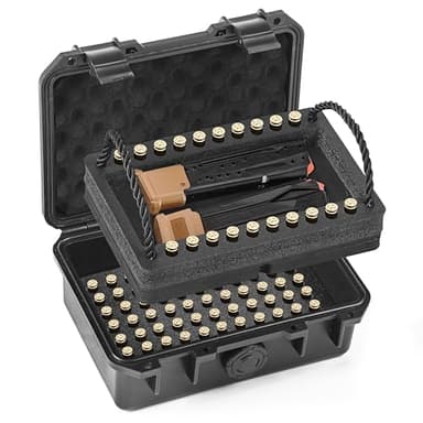 Hydrocase 9mm Ammo Case, Compatible with Magazines, Compact Waterproof Lockable Ammo Storage Case for Ammunition, Portable and Durable 9mm Ammo Box, Suitable for Travel,Home and Range Use