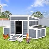 AECOJOY Chicken Coop, 56" Large Wooden Chicken Hutch with 6 Nesting Boxes, Outdoor Hen House Chicken Cage