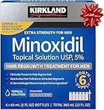 Kirkland Signature Minoxidil 5% Topical Solution for Men - 6 Month Supply (6 x 2 Fl Oz), Hair Regrowth Treatment with Dropper