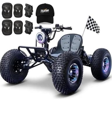 Zyliathor Electric Off-Road Go Kart for Adults & Kids, 12-Mile, Brushless Peak 4000W, up to 31MPH, 3 Modes + Reverse, Shaft Drive Diff, AT19x7-8 Tires, Family Backyard Trails, Beach/Sand (Black)