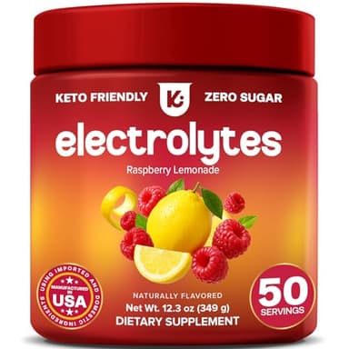 Keppi Electrolytes Powder – Raspberry Lemonade Flavor 50 Servings – No Sugar Hydration Supplement with Magnesium, Potassium, Sodium – Keto, Vegan, Fasting-Friendly, Zero Calorie Electrolyte Drink