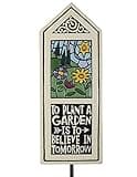Ceramic Tile Garden Stake with 'to Plant a Garden is to Believe in Tomorrow' Quote, American Made