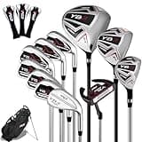 PGM Men's Oversea Complete Golf Club Sets - 11 Pieces - 2 Wood (#1,3), 1 Hybrid (#4H), 7 Irons(#5,6,7,8,9,PW,SW), 1 Putter - Golf Stand Bag, Right Handed, Ideal for Beginners