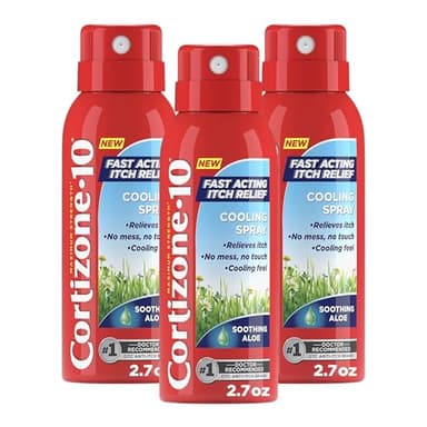 Cortizone-10 Maximum Strength Soothing Aloe Itch Relief Cooling Spray, 1% Hydrocortisone, Fast-Acting, Anti-Itch Spray for Bug Bites, Rash, Eczema, Psoriasis, Poison Ivy, Oak, Sumac, 2.7 oz 3-Pack